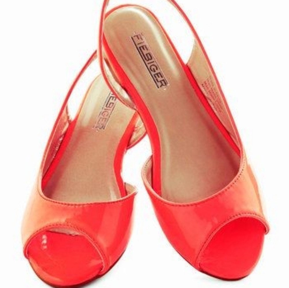 fiebiger neon peach mango flat slides modcloth